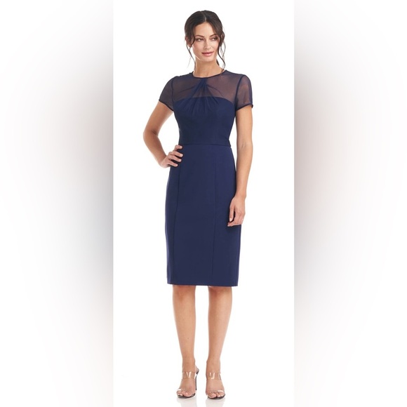 JS Collections Blue Illusion Sheath Cocktail Dress Size 2 NWT - Picture 1 of 5